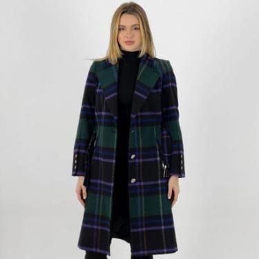 Imagem de Casaco Malise Lã Batida Xadrez Longo Feminino-Feminino