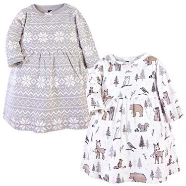 Imagem de Hudson Baby Vestidos de algodão para bebês meninas, Floresta de inverno cinza, 0-3 Meses