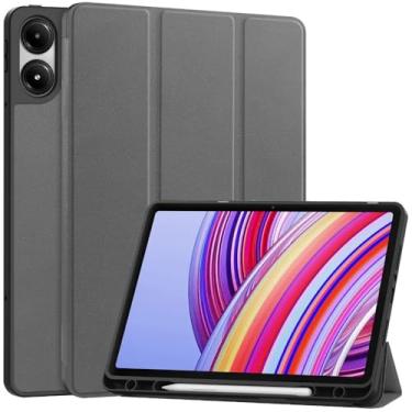 Imagem de Capa para tablet Xiaomi Redmi Pad Pro 12,1 polegadas com suporte para lápis, capa inteligente para tablets Redmi Pad Pro 12,1 polegadas 2024 Funde (cinza, para Redmi Pad Pro 12.1)
