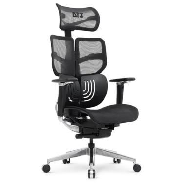 Imagem de Cadeira Escritório Ergonomica DT3 Frost com revestimento Mesh DT3 Vintex-F™, apoio de cabeça 3D,braços 5D,Estrutura em Alumínio+Nylon,suporta até 160kg e altura máx. de 1,90m (Black)