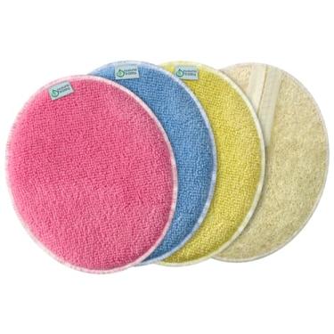 Imagem de Kit 3 Bucha Vegetal Oval Esponja Banho Esfoliante MicroFibra Dupla Face (Sortida)