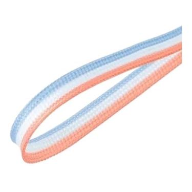 Imagem de Cadarços Listrados Colorblocked Tênis Infantil Adulto Cadarços Elásticos De Cor Gradiente Acessórios Para Sapatos(Blue white orange 1,120cm)