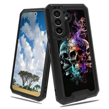 Imagem de CGFGHHUY Capa para Samsung S23 FE Capa Galaxy S23 FE 2 em 1 camada dupla rígida PC macio TPU à prova de choque capa protetora contra quedas para Samsung Galaxy S23 FE 6,4 polegadas 2023 - caveira de