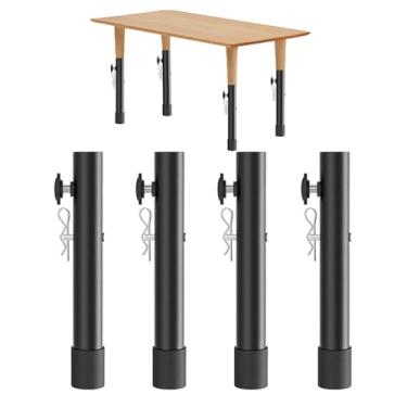 Imagem de Risers de Mesa Dobráveis, 4 Unidades de Extensões de Perna de Mesa Ajustáveis ​​em Aço Inoxidável, Extensores de Riser de Altura de Balcão, Base de Mesa de 2 Níveis/alturas (Tipo