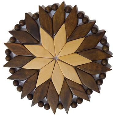 Imagem de Porta Copos (descanso) Artesanal Redondo Marrom-Marfim