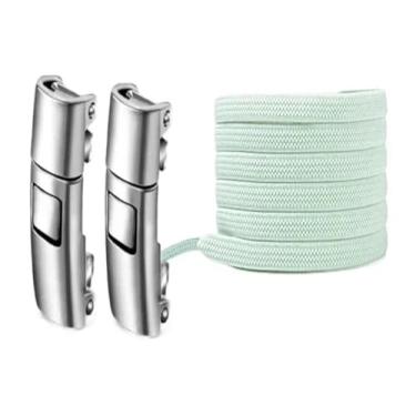 Imagem de Press Lock Shoelaces Without Ties Elastic Laces Sneaker 8MM Widened Flat No Tie Shoe Laces Kids Adult Shoelace For Shoes(Light green)
