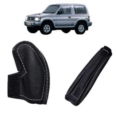 Imagem de Capa couro Manopla de câmbio manual e freio de mão Mitsubishi Pajero G