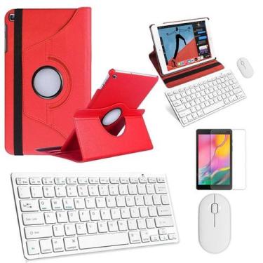 Imagem de Kit Capa 360 Vermelho / Teclado e Mouse branco e Película para Galaxy 