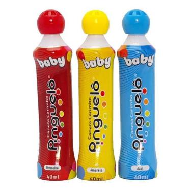 Imagem de Kit 3 Canetas Carimbo Pinguelo Baby 40ml -  Cores Primárias - Pinguelô