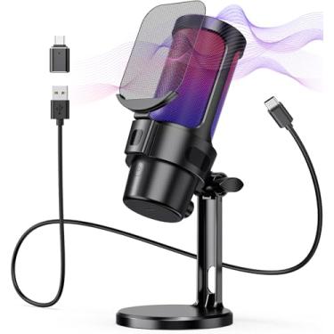 Imagem de Microfone Gamer Condensador USB de Mesa para PC - Microfone Profissional para Streaming e Gravação