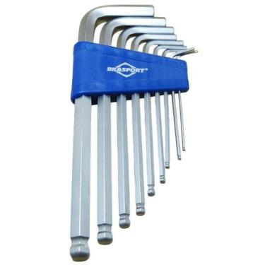 Imagem de Kit Chave Allen Abaulada Brasfort Longa 9 Peças 1.5 Mm A 10 Mm