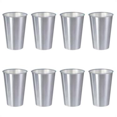 Imagem de Kit 8 Copos 500 Ml Label Inox 14X8,5Cm Leve Prático Multiuso - Arqplas