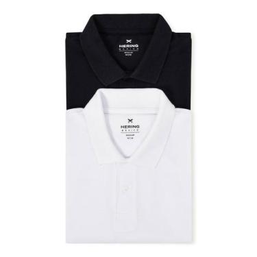 Imagem de Kit Com 2 Camisas Polo Básicas Masculinas Em Piquet - Hering, XG, Pret