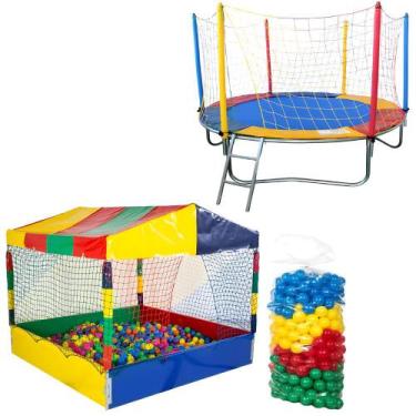 Imagem de Super Kit de Brinquedos Cama Elástica 2,30m  Piscina de Bolinhas 1,50m