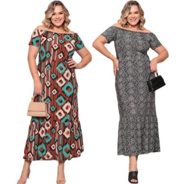 Imagem de Kit 2 Vestido Ciganinha Longo Feminino Plus Size Soltinho - Felicity, 