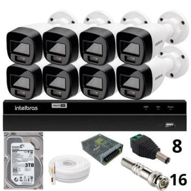 Imagem de Kit 8 Câmeras Intelbras  Bullet 1220b Full Color Dvr Intelbras 1216-c 