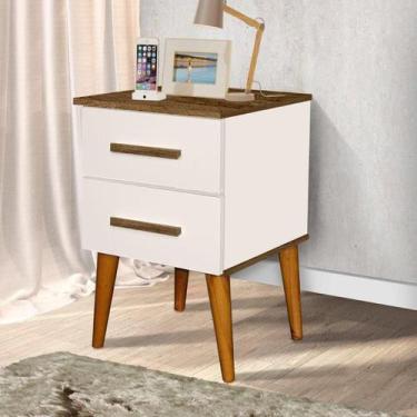 Imagem de Mesa de Cabeceira PER 2 Gavetas Estilo Retrô Com Pés em Madeira Cor Of