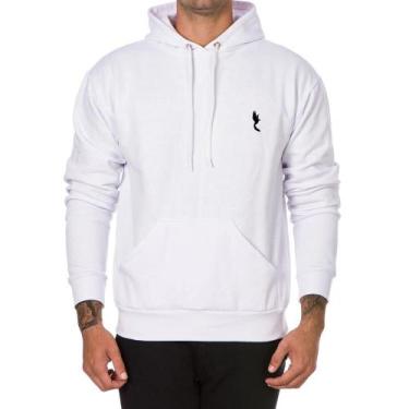 Imagem de Moletom Masculino Polo Blu Canguru Casual Capuz Confortável, M, Branco