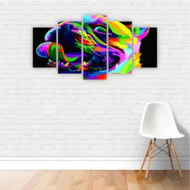 Imagem de Quadro Canvas Decorativo Cachorro Pug Colorido 155X80Cm - Plimshop