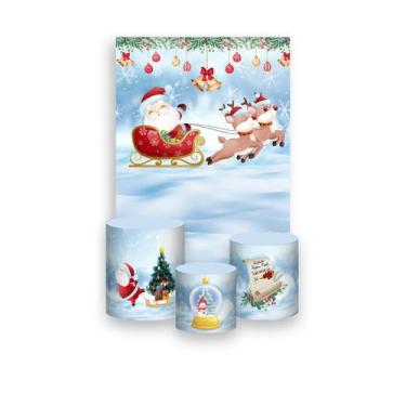 Imagem de Painel De Festa Vertical 1,50 x 2,20 + Trio De Capas Cilindro - Natal 