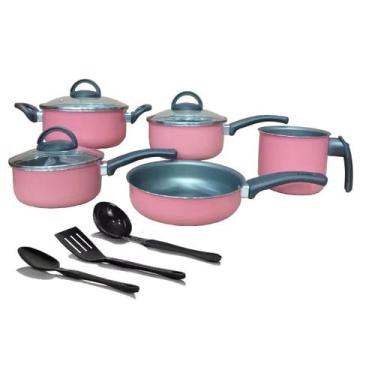 Imagem de Conjunto de Panelas Elegan Rosa 08 peças Teflon - Marpal