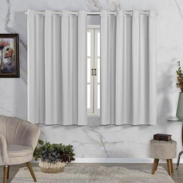 Imagem de Cortina Branca Janela Pequena 2,20x1,30 Blackout PVC Lisa - Feffo Cort