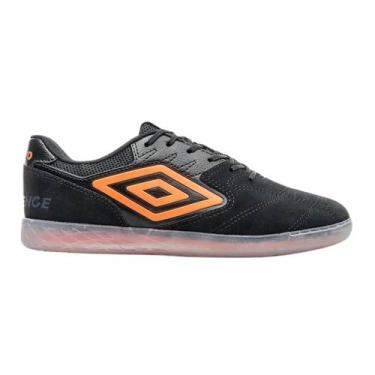 Imagem de Chuteira Masculina Futsal Umbro 1259543 Pró Challenge, Preto, Laranja,