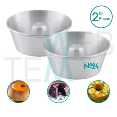 Imagem de Kit 2 Formas de Pudim 8x24cm Alumínio Sustentável para Bolo com Furo C