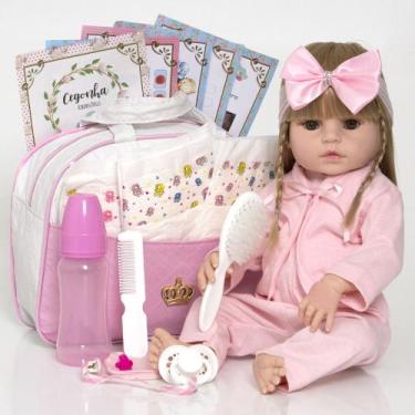 Imagem de Bebê Reborn Barata Menina Loira Silicone Laura 20 Acessórios - Cegonha