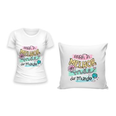 Imagem de Kit Camiseta +  Capa para Almofada Dia Das Mães Presente Homenagem Mul