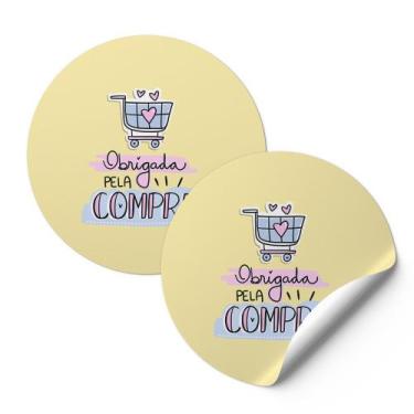 Imagem de 120 Etiquetas Auto Colante Adesivos Redondos Obrigada Pela Compra Fund