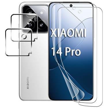 Imagem de Suttkue Película protetora de tela para Xiaomi 14 Pro 5G (película TPU autorreparável com protetor de lente de câmera, antiarranhões, compatível com capas, HD, antiarranhões, pacote com 2+2 (não
