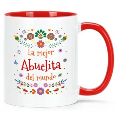 Imagem de YHRJWN Abuela Gifts, caneca de café La Mejor Abuelita del Mundo, presentes para avó, presentes de abuelita em espanhol para o dia das mães, aniversário, Natal, Regalo Para Abuela, Taza Abuelos, 325 ml