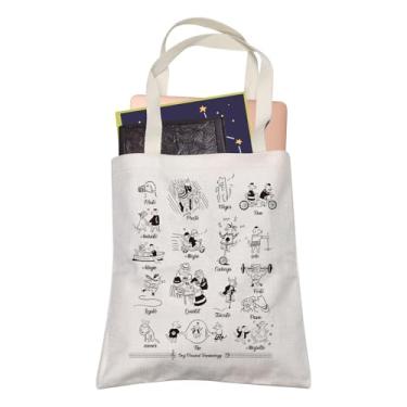 Imagem de LEVLO Bolsa de compras de terminologia musical divertida para cães, piano, músico, presente, animal, música, professor, sacola, Musical para cães, Medium