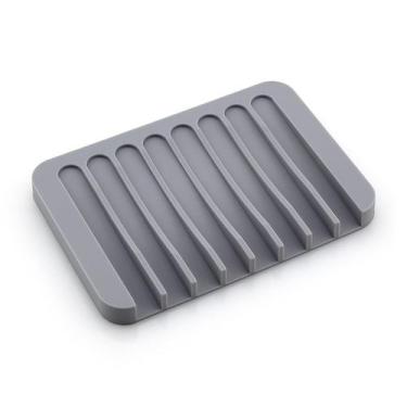 Imagem de Saboneteira em silicone com Dreno mantém o sabonete novo - Yaay, Cinza
