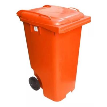 Imagem de Conteiner Lixeira Plastico 120 Litros Com Rodas De 200mm - JSN, Laranj
