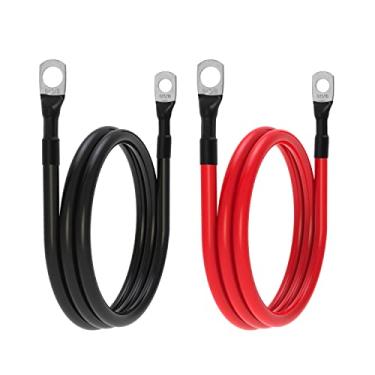 Imagem de Cabos de bateria de 6 AWG, cabos de inversor de bateria de calibre 6 com porcas de 9,5 mm e 5/16 polegadas cada extremidade para carro de RV SUV caminhão trator motocicleta 2 peças (3 pés, 6 AWG)