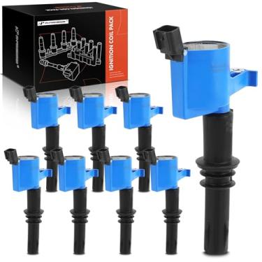 Imagem de A-Premium (azul) Pacote de bobina de ignição do motor compatível com Ford F-150, F-250 F-350 Super Duty, Explorer, Mustang, Expedition & Lincoln Navigator, Mark LT e Mercury Mountaineer, 4.6L 5.4L,