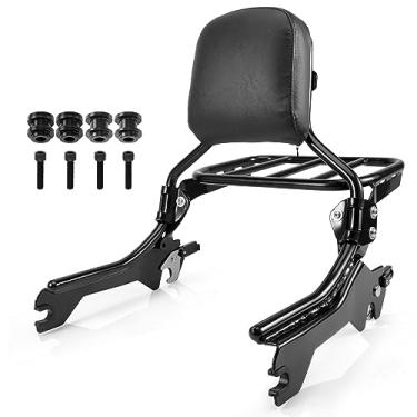 Imagem de Eumti HoldFast Sissy Bar vertical para FLFB, FLFBS FXBR, FXBRS, encosto de passageiro destacável com bagageiro esportivo com ferragens de encaixe para Harley Softail Fat Boy Breakout 2018-2025