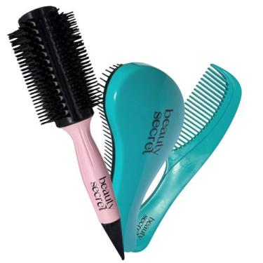 Imagem de Kit Beauty Secret Escova Alisamento Rosa Pente e Magica