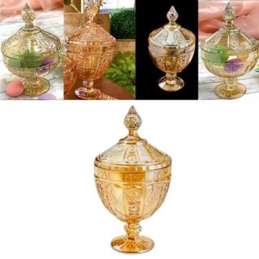 Imagem de Potiche Bomboniere Decorativo Em Vidro Com Tampa Belle Wolff Ambar
