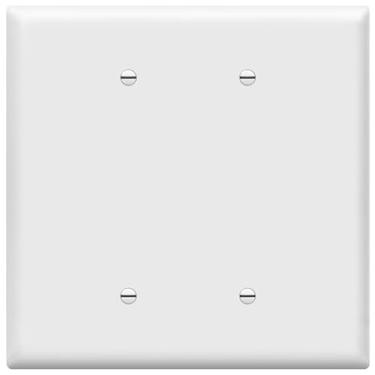 Imagem de ENERLITES Capa de tomada dupla em branco, placa de parede em branco para dois aparelhos, tamanho grande 14 x 14 cm, termoplástico de policarbonato inquebrável, certificação UL, 8802O-W, branco