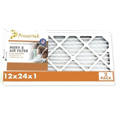 Imagem de Proairtek AF12241M08SWH Modelo 12 x 24 x 1 pacote com 2 filtros de ar, MERV 8; ideal para qualquer pessoa que queira ar limpo e fresco em sua casa; captura partículas microscópicas transportadas pelo