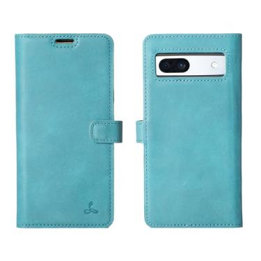 Imagem de Snakehive Carteira de couro para Google Pixel 8a - capa de telefone carteira de couro real - couro genuíno e 3 porta-cartões - capa flip folio com slot para cartão (azul-petróleo)