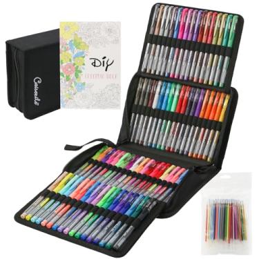 Imagem de CAISEXILE Canetas de gel para livros de colorir para adultos, pacote com 176 canetas de gel de artista coloridas 40% mais tinta com refis combinados, adequadas para desenhar anotações, artesanato, agenda, scrapbook