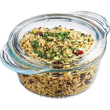 Imagem de Caçarola de vidro redondo transparente da Simax | Disco profundo, com tampa, calor, frio e à prova de choque, micro-ondas, forno, freezer e lava-louças, feita na Europa, Clear, 1.75 Quart, 1