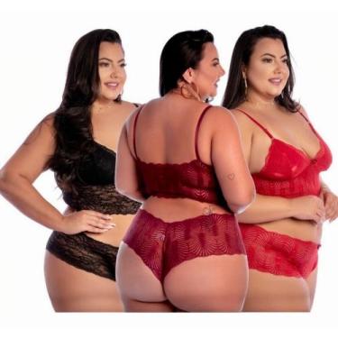 Imagem de Conjunto Calesson Plus Size + Cropped Em Renda Até o Tamanho 58 - VM S