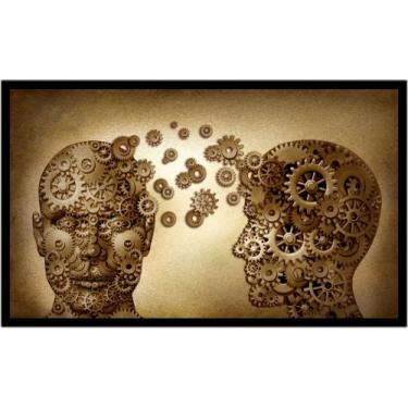 Imagem de Quadro Decorativo Psicologia Psiquiatria Cabeças Engrenagens Consultór