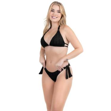Imagem de Bikini Feminino Asa Delta Amarrar Lateral Textura Esteirinha - HYPE MO