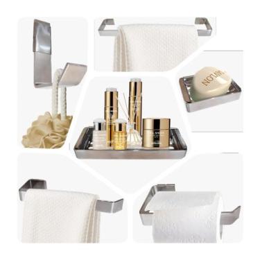 Imagem de Kit Para Banheiro Quasar Luxo Prata 6 Peças - UniVendas